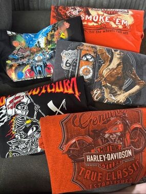 Harley-Davidson tshirt lot Orange Motorcycle Shield Graphic Tee